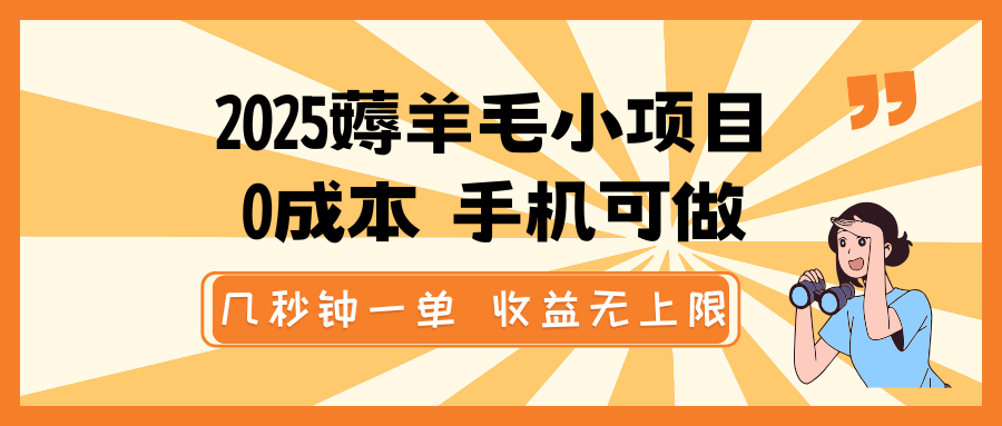 2025薅羊毛小项目，0成本 手机可做，几秒钟一单，收益无上限-徐小晨博客