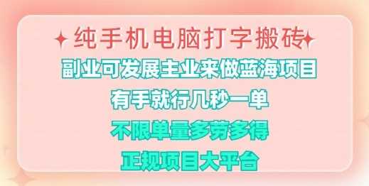 纯手机电脑打字搬砖，有手就行，几秒一单，多劳多得，正规项目大平台【揭秘】-徐小晨博客