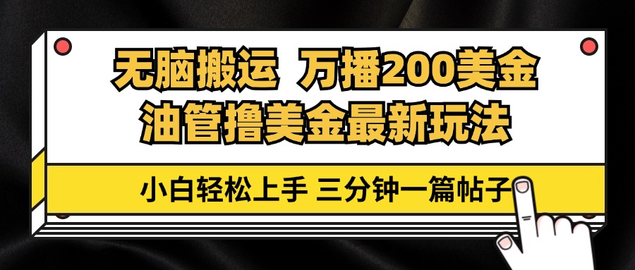 油管无脑搬运撸美金玩法教学，万播200刀，三分钟一篇帖子，小白轻松上手-徐小晨博客