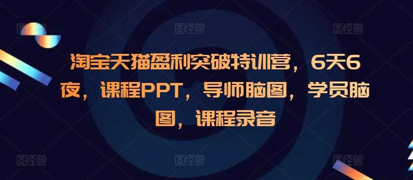 淘宝天猫盈利突破特训营，6天6夜，课程PPT，导师脑图，学员脑图，课程录音-徐小晨博客