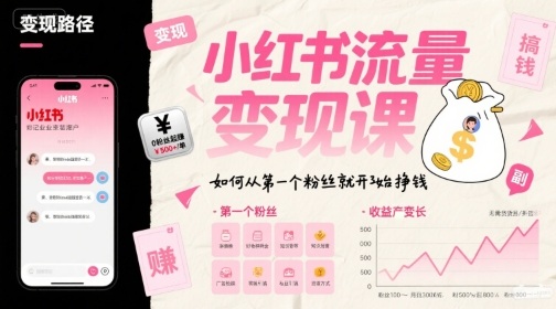 小红书流量变现课，如何从第一个粉丝就开始挣钱-徐小晨博客