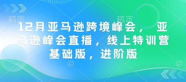 12月亚马逊跨境峰会， 亚马逊峰会直播，线上特训营基础版，进阶版-徐小晨博客
