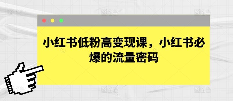 小红书低粉高变现课，小红书必爆的流量密码-徐小晨博客