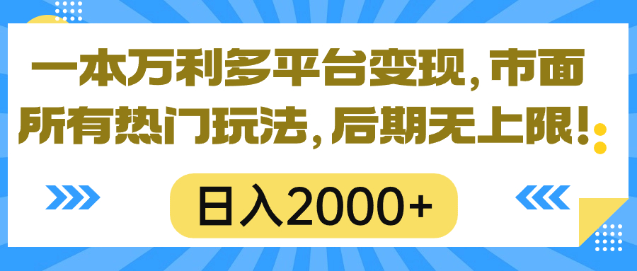 一本万利多平台变现，市面所有热门玩法，日入2000+，后期无上限！-徐小晨博客