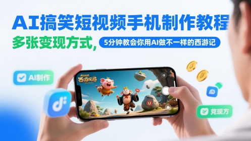 AI搞笑短视频手机制作教程，多张变现方式，5分钟教会你用AI做不一样的西游记-徐小晨博客