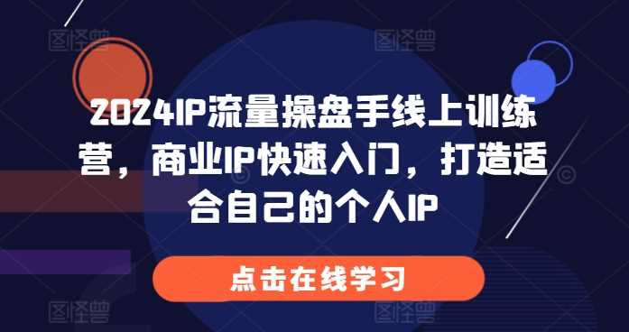 2024IP流量操盘手线上训练营，商业IP快速入门，打造适合自己的个人IP-徐小晨博客