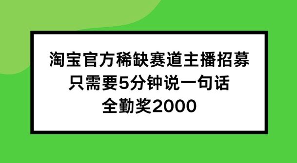 淘宝官方稀缺赛道主播招募 ，只需要5分钟说一句话， 全勤奖2000【揭秘】-徐小晨博客