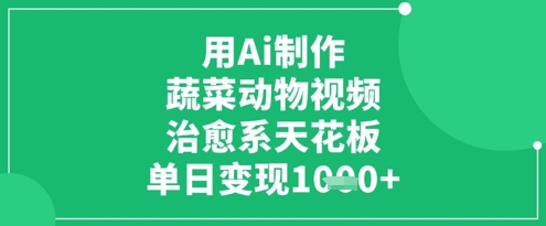 用Ai制作蔬菜动物视频，治愈系天花板，单日变现1k-徐小晨博客