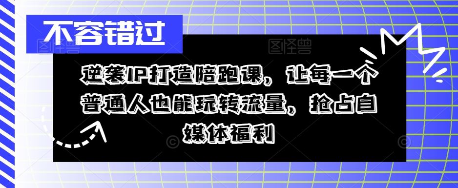 逆袭IP打造陪跑课，让每一个普通人也能玩转流量，抢占自媒体福利-徐小晨博客