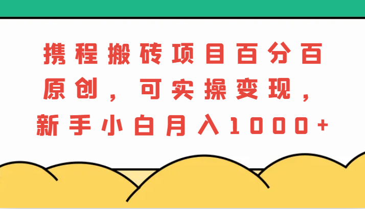 携程搬砖项目，百分百原创，可实操变现，新手小白月入1000+-徐小晨博客