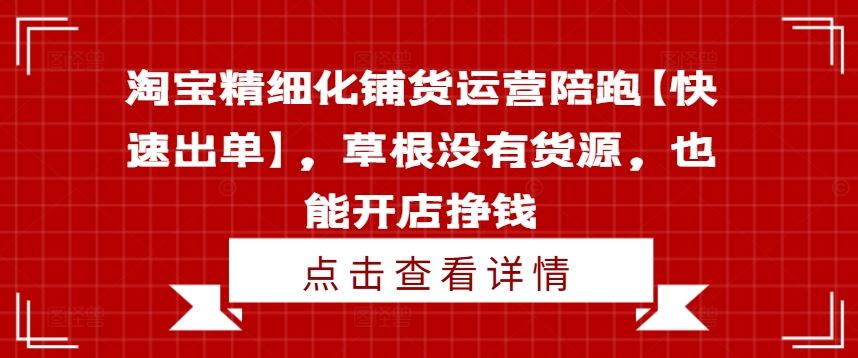 淘宝精细化铺货运营陪跑【快速出单】，草根没有货源，也能开店挣钱-徐小晨博客