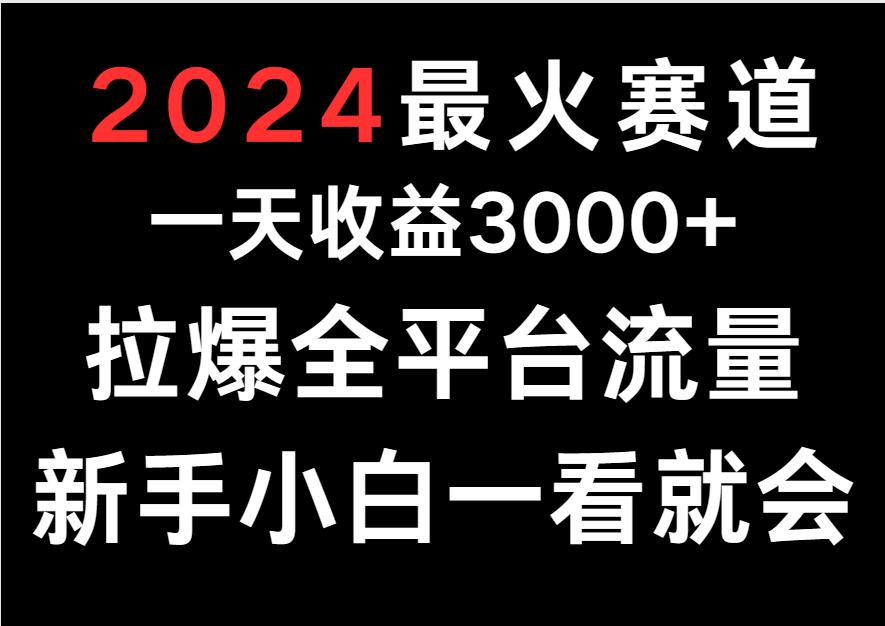 2024最火赛道，一天收一3000+.拉爆全平台流量，新手小白一看就会-徐小晨博客