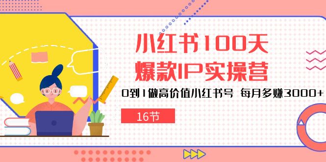 小红书100天-爆款IP实操营，0到1做高价值小红书号 每月多赚3000+（16节）-徐小晨博客
