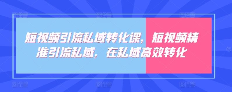 短视频引流私域转化课，短视频精准引流私域，在私域高效转化-徐小晨博客
