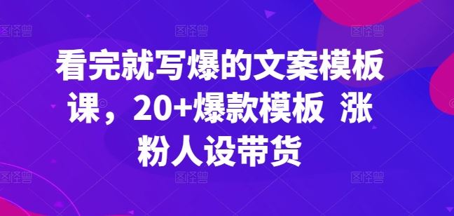 看完就写爆的文案模板课，20+爆款模板 涨粉人设带货-徐小晨博客
