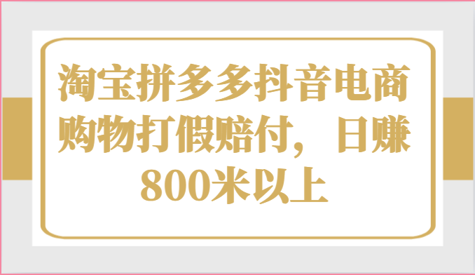淘宝拼多多抖音电商购物打假赔付，日赚800米以上-徐小晨博客