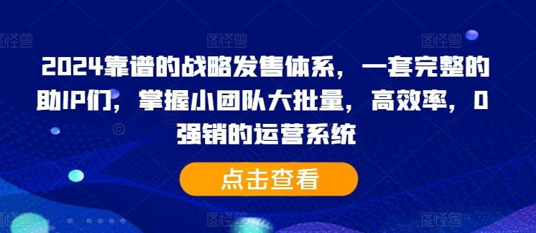 2024靠谱的战略发售体系，一套完整的助IP们，掌握小团队大批量，高效率，0 强销的运营系统-徐小晨博客