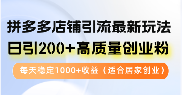 拼多多店铺引流最新玩法，日引200+高质量创业粉，每天稳定1000+收益（…-徐小晨博客