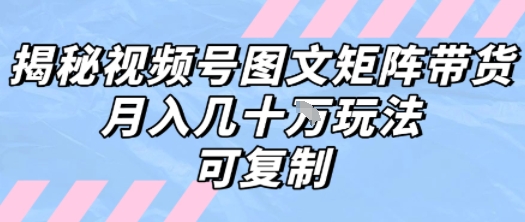 解密视频号图文矩阵带货，月入几个W的打法，可复制-徐小晨博客