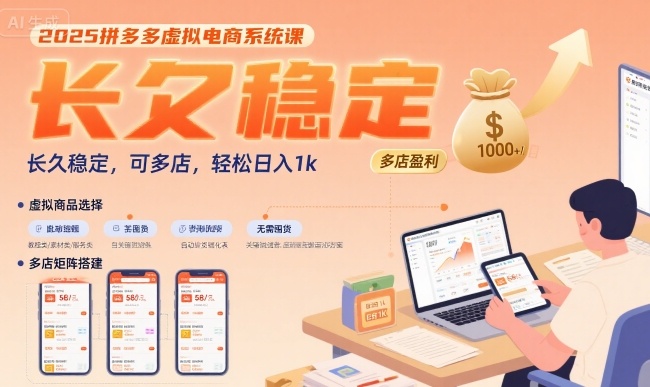 2025拼多多虚拟电商系统课，长久稳定，可多店，轻松日入1k-徐小晨博客