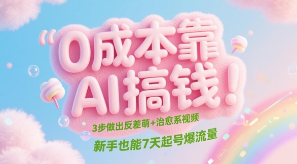 0成本靠AI搞钱！3步做出反差萌+治愈系视频，新手也能7天起号爆流量-徐小晨博客