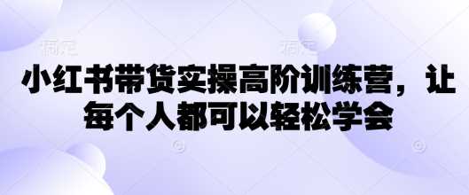 小红书带货实操高阶训练营，让每个人都可以轻松学会-徐小晨博客