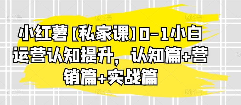 小红薯【私家课】0-1小白运营认知提升，认知篇+营销篇+实战篇-徐小晨博客