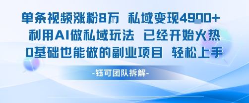 单条视频私域变现4.9k+利用AI做私域玩法 已经开始火热0基础也能做的副业项目轻松上手-徐小晨博客