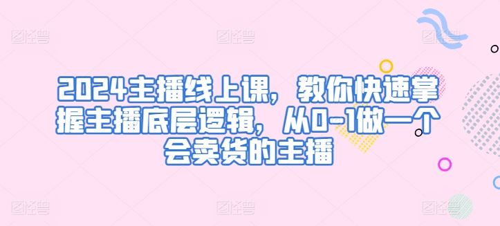 2024主播线上课，教你快速掌握主播底层逻辑，从0-1做一个会卖货的主播-徐小晨博客