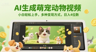 AI生成萌宠动物视频，小白轻松上手，多种变现方式，日入4位数-徐小晨博客