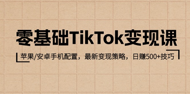 零基础TikTok变现课：苹果/安卓手机配置，最新变现策略，日赚500+技巧-徐小晨博客
