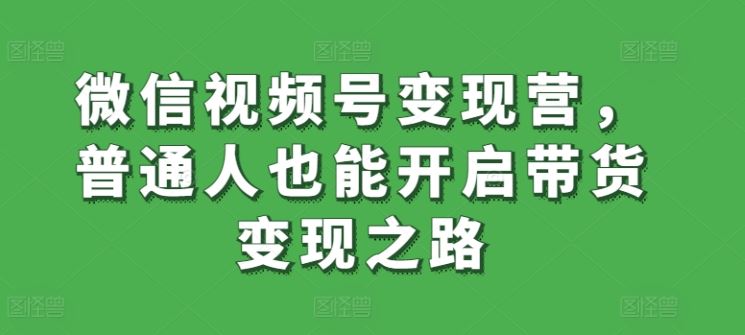 微信视频号变现营，普通人也能开启带货变现之路-徐小晨博客