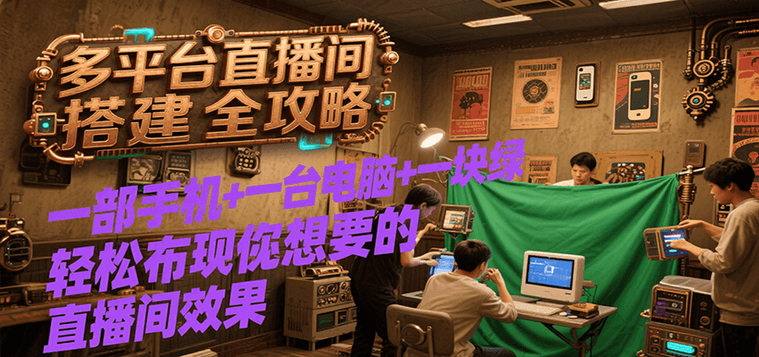 多平台直播间搭建全攻略，一部手机+一台电脑+一块绿布轻松实现你想要的直播间效果-徐小晨博客