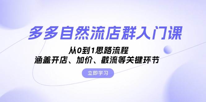 多多自然流店群入门课，从0到1思路流程，涵盖开店、加价、截流等关键环节-徐小晨博客