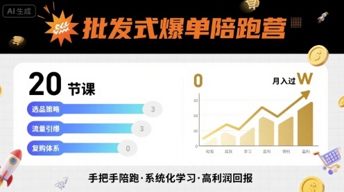 批发式爆单陪跑营，20节课带你实现批发式爆单，带你经松月入过W-徐小晨博客