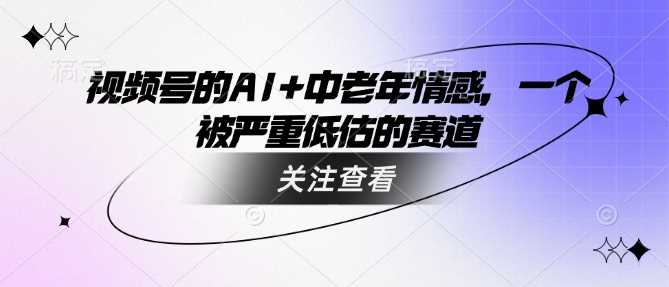 视频号的AI+中老年情感，一个被严重低估的赛道-徐小晨博客