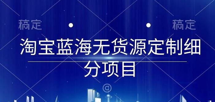 淘宝蓝海无货源定制细分项目，从0到起店实操全流程【揭秘】-徐小晨博客