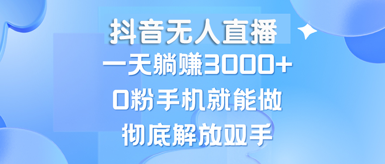 抖音无人直播，一天躺赚3000+，0粉手机就能做，新手小白均可操作-徐小晨博客