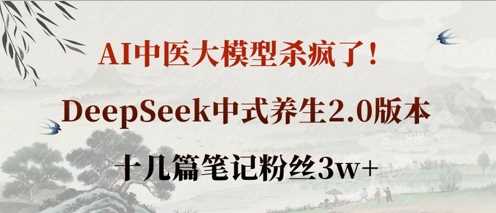 AI中医大模型杀疯了！DeepSeek中式养生2.0版本，十几篇笔记粉丝3w+-徐小晨博客