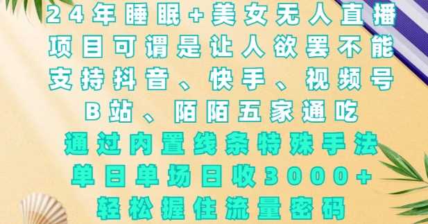 2024年睡眠+美女无人直播，通过内置线条特殊手法，单场日收3k+，轻松握住流量密码【揭秘】-徐小晨博客