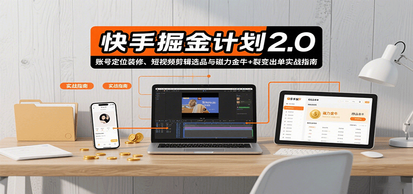 快手掘金计划2.0，账号定位装修、短视频剪辑选品与磁力金牛+裂变出单实战指南-徐小晨博客