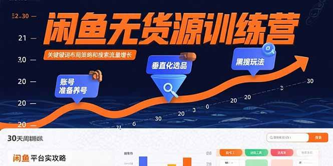 闲鱼无货源训练营：账号准备养号/垂直化选品/黑搜玩法，0基础30天盈利指南-徐小晨博客