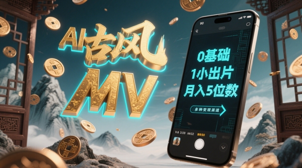 AI一键生成古风音乐MV，0剪辑基础1小时出片，多种变现渠道，一部手机月入5位数-徐小晨博客
