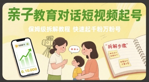 亲子教育对话短视频起号，保姆级拆解教程，快速起千粉万粉号-徐小晨博客