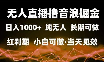 无人直播撸音浪掘金，日入1k+，纯无人红利期，小白可做，当天见效【揭秘】-徐小晨博客