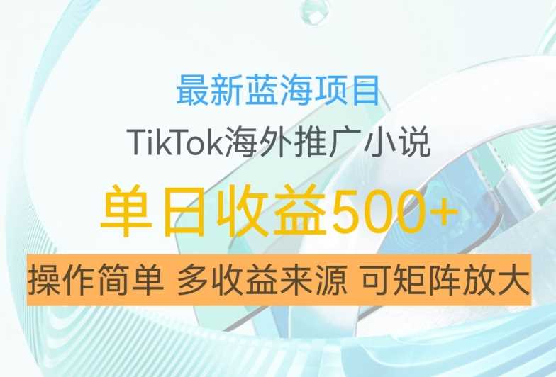 最新蓝海项目，利用tiktok海外推广小说赚钱佣金，简单易学，日入500+，可矩阵放大【揭秘】-徐小晨博客