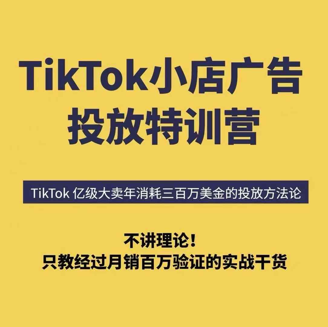TikTok小店广告投放特训营，6天破局计划专治各种“投不动”，教你经过月销百万验证的实战干货-徐小晨博客