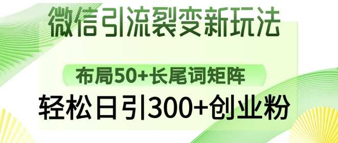 微信引流裂变新玩法：布局50+长尾词矩阵，轻松日引300+创业粉-徐小晨博客