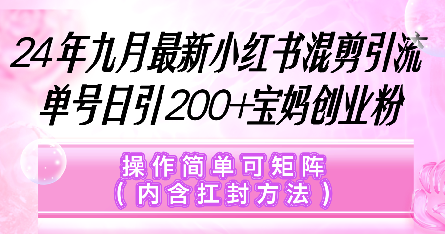 小红书混剪引流，单号日引200+宝妈创业粉，操作简单可矩阵（内含扛封…-徐小晨博客
