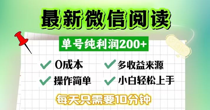 微信阅读最新玩法，每天十分钟，单号一天200+，简单0零成本，当日提现-徐小晨博客